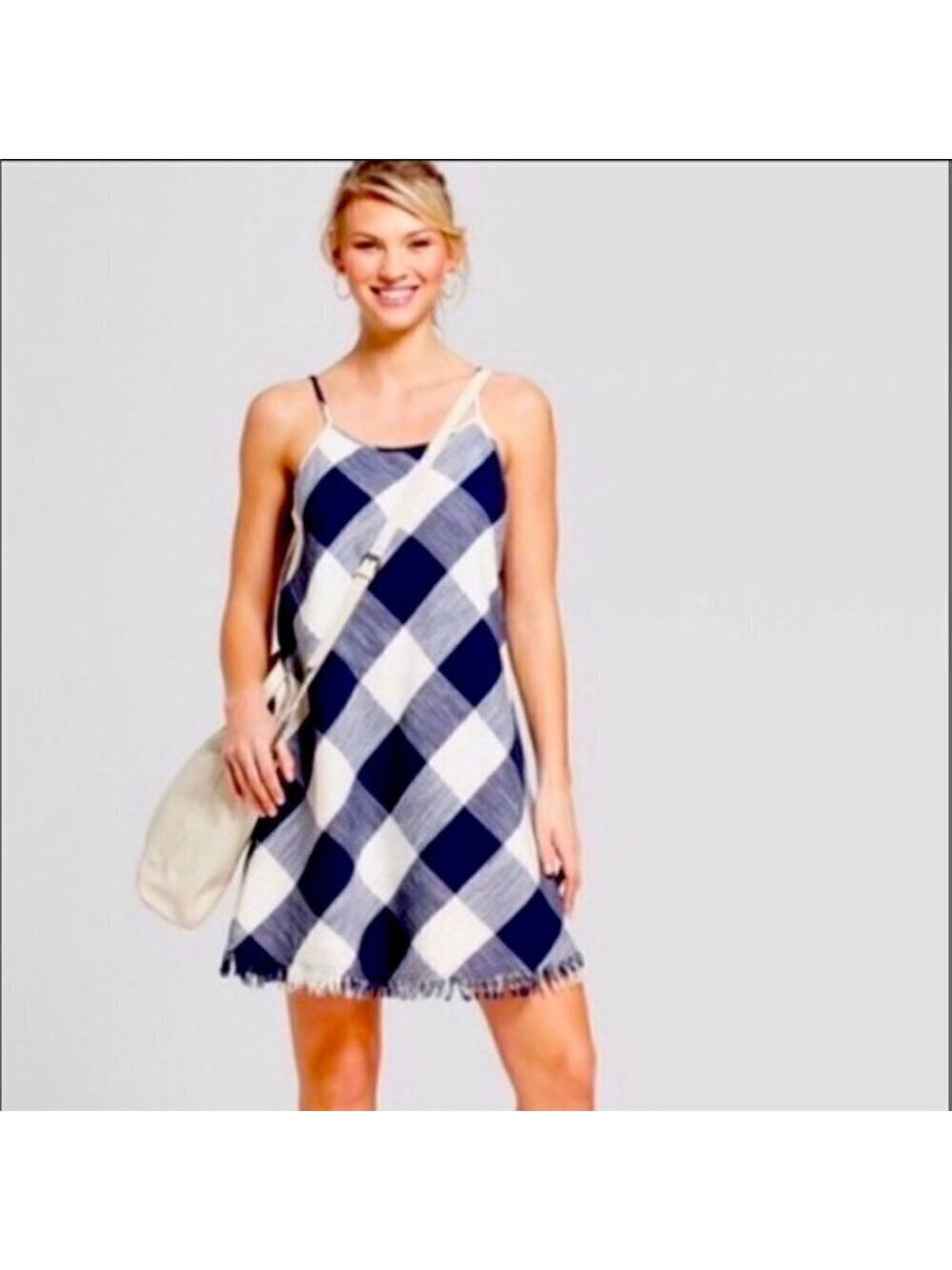 Universal Thread Navy and White Checked Plaid Mini Dress Size XS